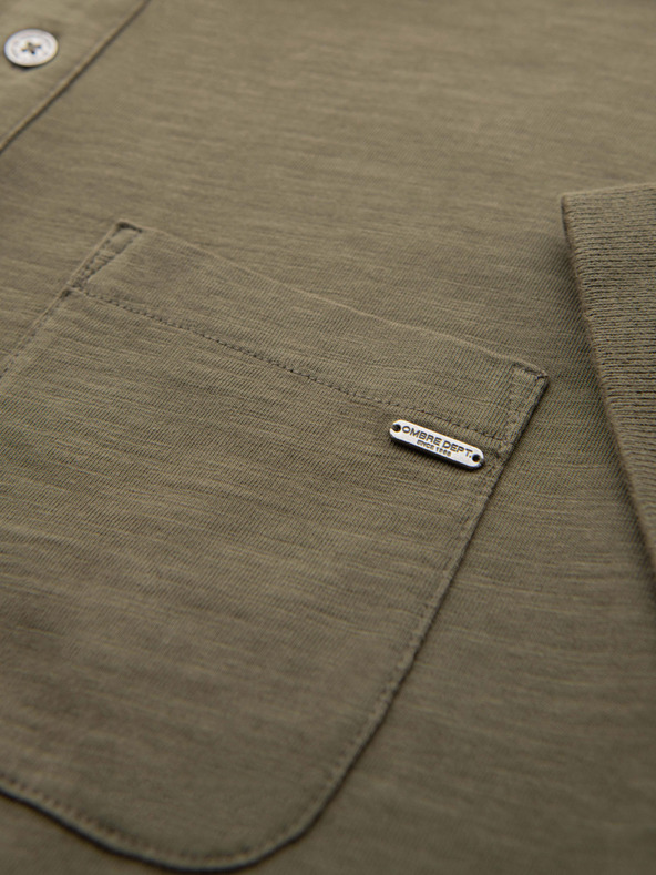 Ombre Clothing Pánske polo tričko s ozdobnými gombíkmi - tmavo olivovo zelené V5 S1744 Ombre Clothing