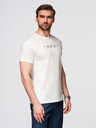 Ombre Clothing Pánske tričko s výšivkou na hrudi - biele V2 OM-TSPT-0248 Ombre Clothing