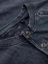 Ombre Clothing Pánske tričko s pracím efektom a gombíkmi pri výstrihom - tmavo modré V2 OM-TSWT-0150 Ombre Clothing