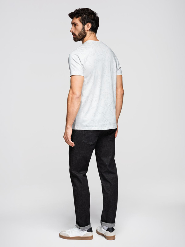 Ombre Clothing Pánske bavlnené tričko s celoplošnou potlačou a nápisom "ombre" na hrudi - biele V2 OM-TSFP-0263 Ombre Clothing