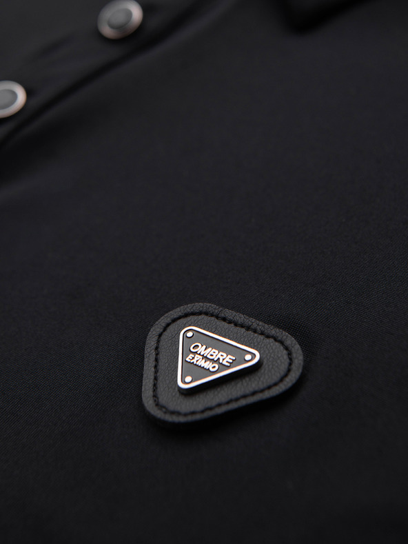 Ombre Clothing Polokošeľa s dlhým rukávom a elegantnými značkovými gombíkmi - čierna V1 OM-POLS-0139 Ombre Clothing