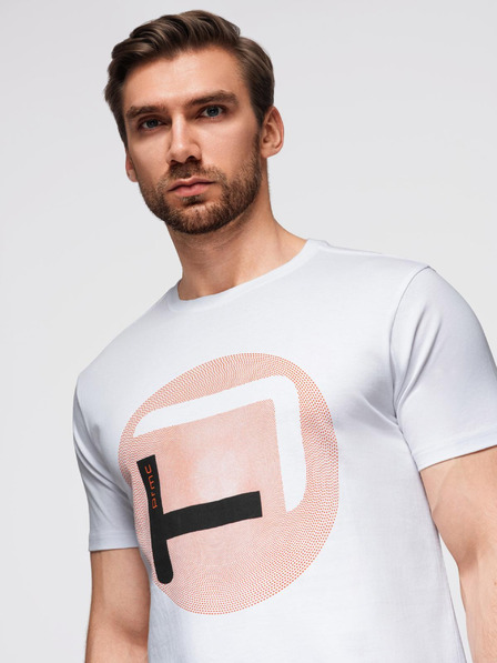 Ombre Clothing Pánske tričko s veľkou potlačou - biele V1 OM-TSPT-0245 Ombre Clothing