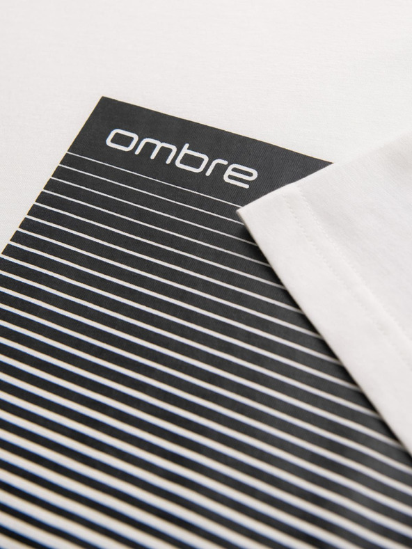 Ombre Clothing Pánske bavlnené tričko s grafickou potlačou - biele V1 OM-TSPT-0246 Ombre Clothing