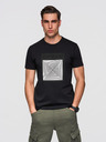 Ombre Clothing Pánske bavlnené tričko s geometrickou potlačou - čierne V1 OM-TSPT-0260 Ombre Clothing