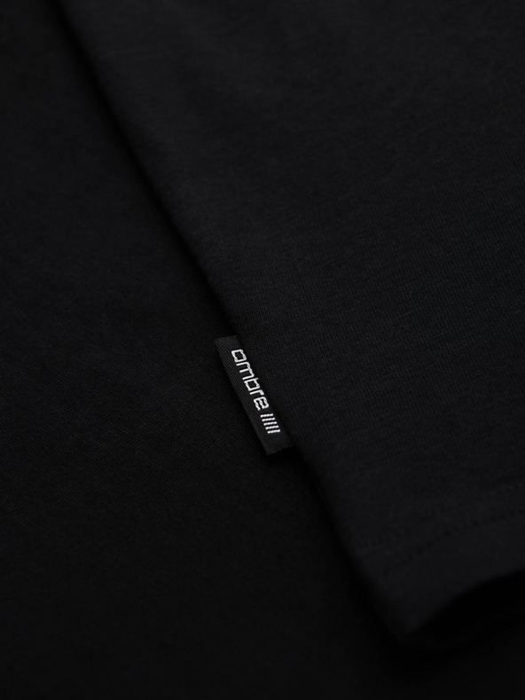 Ombre Clothing Pánske bavlnené tričko s geometrickou potlačou - čierne V1 OM-TSPT-0260 Ombre Clothing