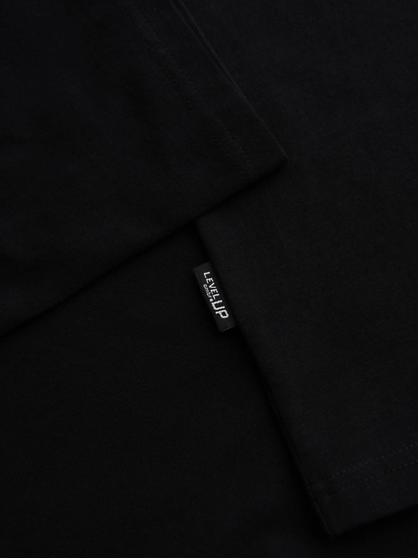 Ombre Clothing Pánske bavlnené tričko LOOSE FIT s okrúhlym výstrihom - čierne V1 OM-TSBC-0267 Ombre Clothing