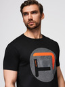 Ombre Clothing Pánske tričko s veľkou potlačou - čierne V2 OM-TSPT-0245 Ombre Clothing