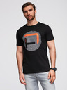 Ombre Clothing Pánske tričko s veľkou potlačou - čierne V2 OM-TSPT-0245 Ombre Clothing