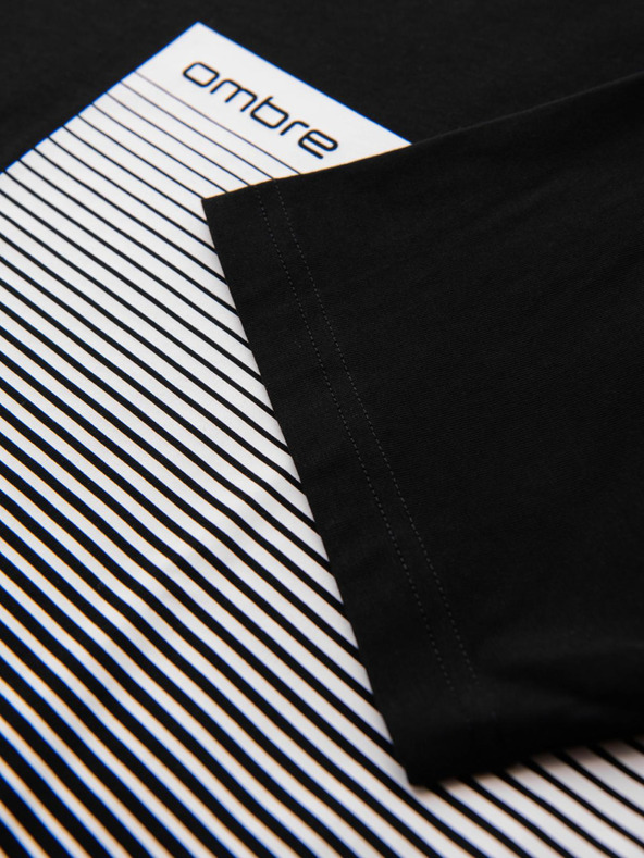 Ombre Clothing Pánske bavlnené tričko s grafickou potlačou - čierne V2 OM-TSPT-0246 Ombre Clothing