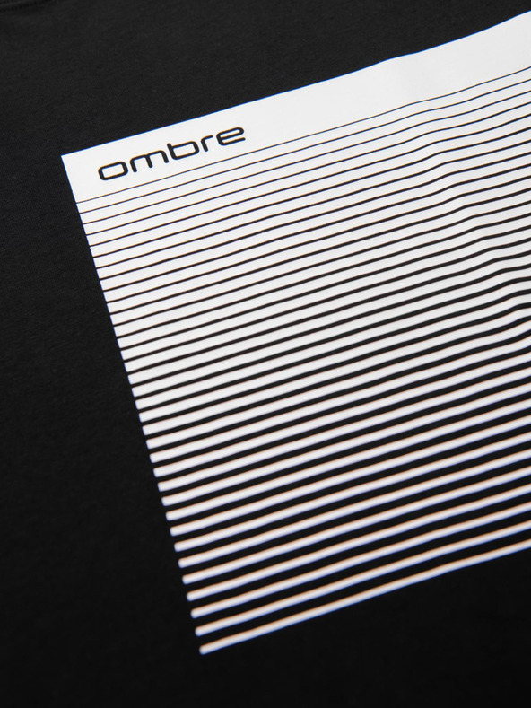 Ombre Clothing Pánske bavlnené tričko s grafickou potlačou - čierne V2 OM-TSPT-0246 Ombre Clothing