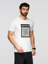 Ombre Clothing Pánske bavlnené tričko s geometrickou potlačou - biele V2 OM-TSPT-0260 Ombre Clothing