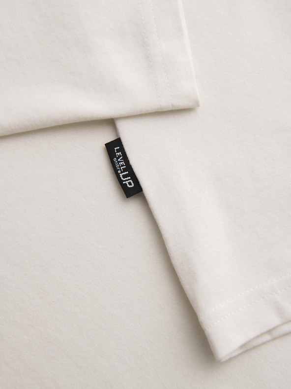 Ombre Clothing Pánske bavlnené tričko LOOSE FIT s okrúhlym výstrihom - ecru V2 OM-TSBC-0267 Ombre Clothing