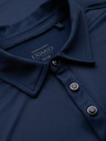 Ombre Clothing Polokošeľa s dlhým rukávom a elegantnými značkovými gombíkmi - tmavo modrá V3 OM-POLS-0139 Ombre Clothing