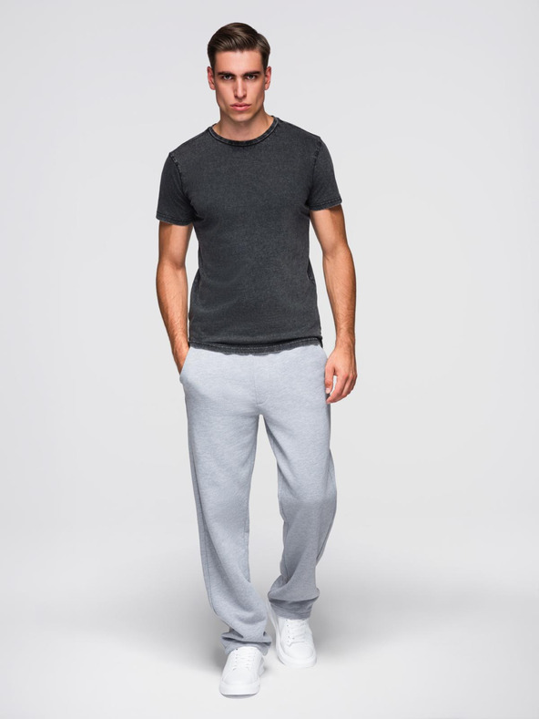 Ombre Clothing Pánske tričko s pracím efektom - čierne V1 OM-TSWT-0116 Ombre Clothing