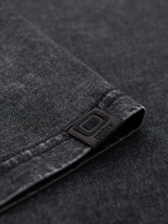 Ombre Clothing Pánske tričko s pracím efektom - čierne V1 OM-TSWT-0116 Ombre Clothing