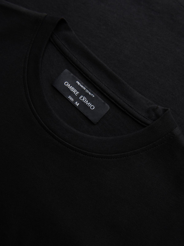 Ombre Clothing Pánske bavlnené tričko s aplikáciou šperkov na hrudi - čierne V1 OM-TSCT-0290 Ombre Clothing