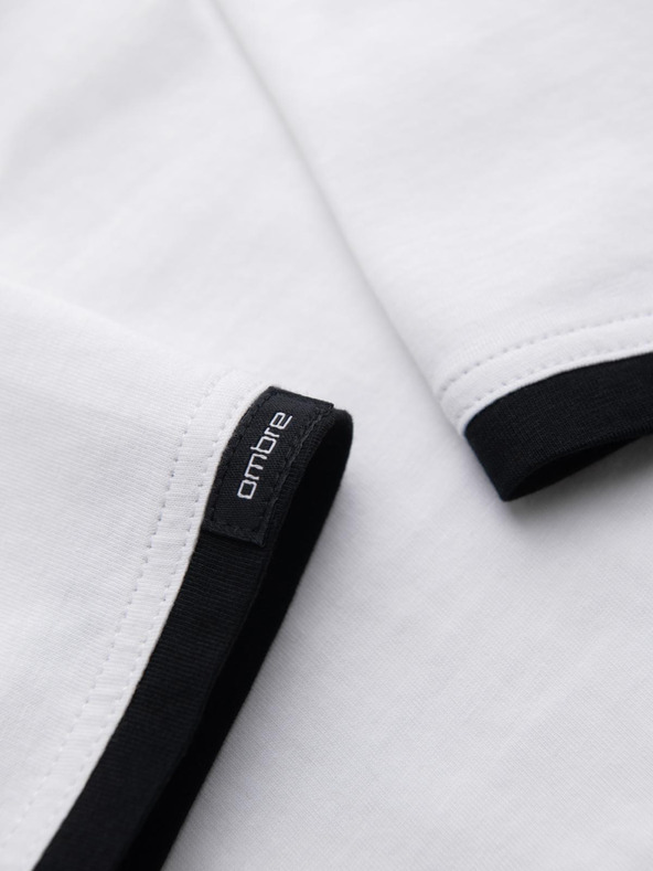 Ombre Clothing Pánske bavlnené tričko s kapucňou - biele V1 OM-TSCT-0256 Ombre Clothing
