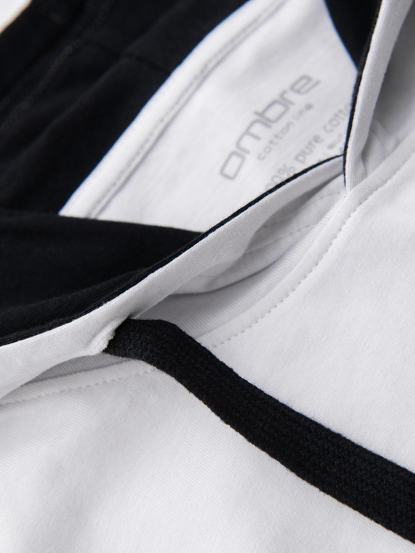 Ombre Clothing Pánske bavlnené tričko s kapucňou - biele V1 OM-TSCT-0256 Ombre Clothing