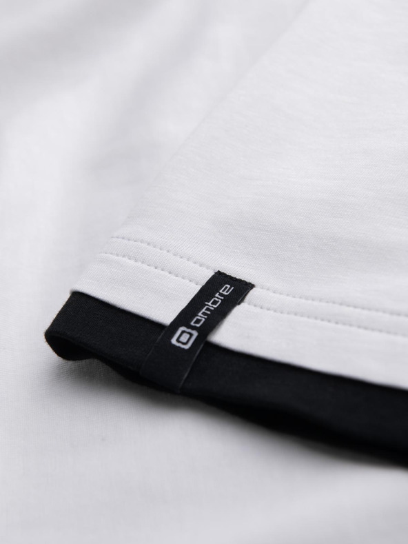 Ombre Clothing Pánske bavlnené tričko s kapucňou - biele V1 OM-TSCT-0256 Ombre Clothing