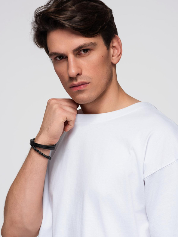 Ombre Clothing Pánske bavlnené tričko s flitrovým motívom krídel na chrbte - biele V2 OM-TSCT-0289 Ombre Clothing