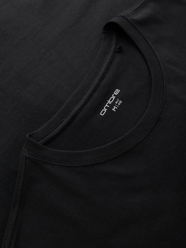 Ombre Clothing Pánske bavlnené tričko so zaujímavou potlačou na hrudi - čierne V1 OM-TSPT-0261 Ombre Clothing