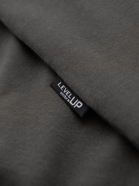 Ombre Clothing Pánske bavlnené tričko LOOSE FIT s okrúhlym výstrihu - sivozlené V3 OM-TSBC-0267 Ombre Clothing