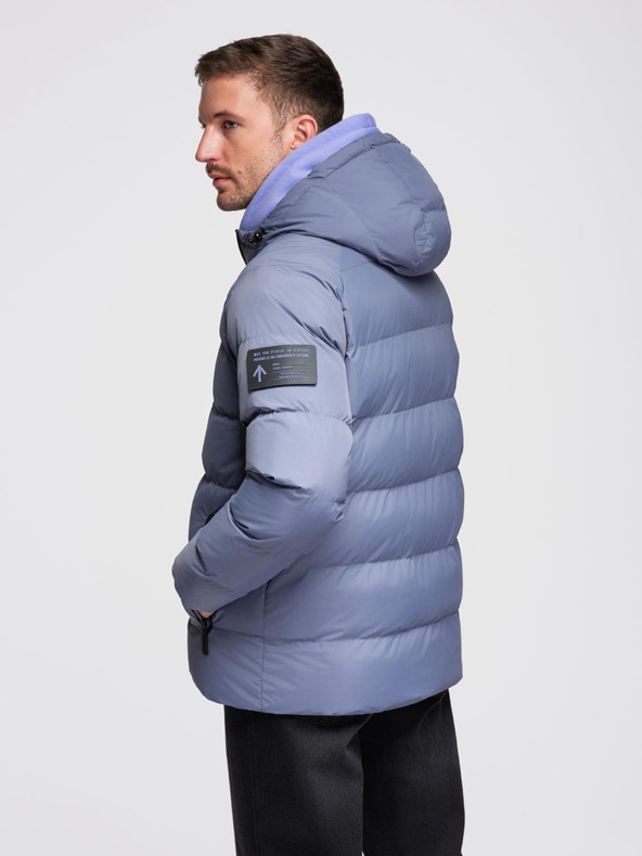 Ombre Clothing Pánska zateplená prešívaná bunda s raglánovými rukávmi - faded purple V6 OM-JAHP-0302 Ombre Clothing