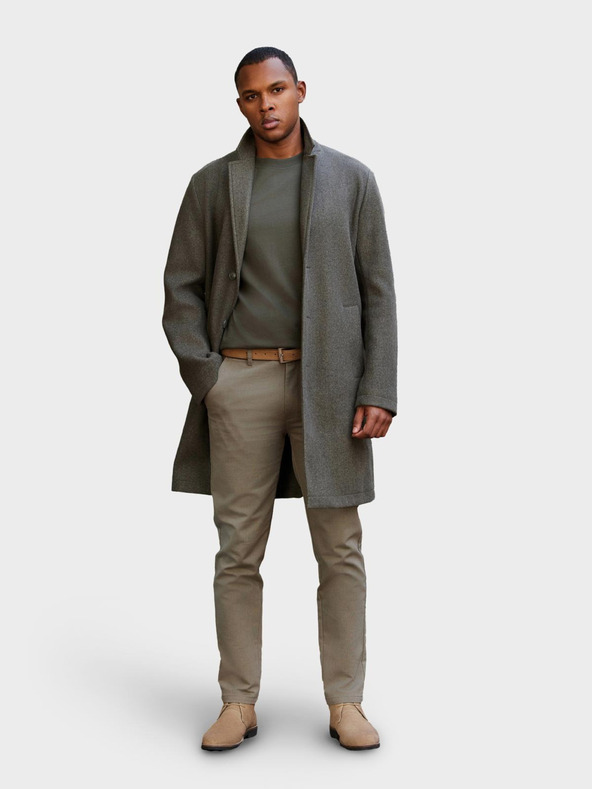 Ombre Clothing Pánský ľahký jednoradový kabát - grafitovo khaki V6 OM-COWC-0104 Ombre Clothing