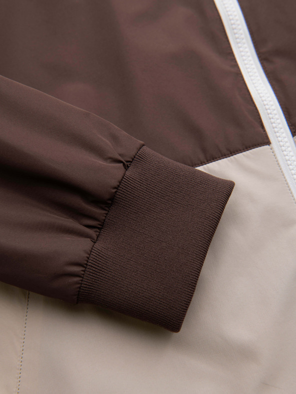 Ombre Clothing Pánska ľahká bunda regular fit s podšívkou a kapucňou - hnedo-béžová V1 OM-JANP-0242 Ombre Clothing