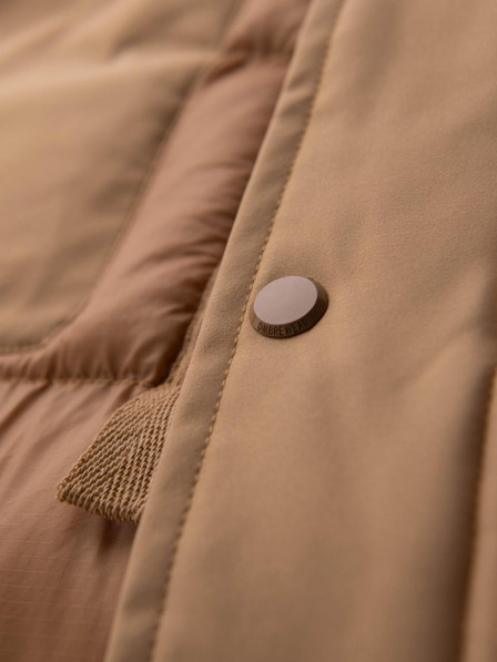 Ombre Clothing Pánska dlhá prešívaná bunda s veľkými vreckami - béžová V2 OM-JALJ-0308 Ombre Clothing