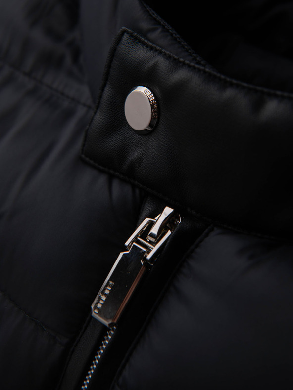 Ombre Clothing Pánska prešívaná klasická bunda so stojačekom - čierna V1 OM-JALP-0261 Ombre Clothing