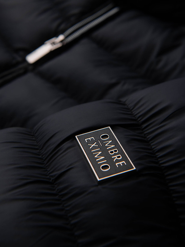 Ombre Clothing Pánska prešívaná klasická bunda so stojačekom - čierna V1 OM-JALP-0261 Ombre Clothing