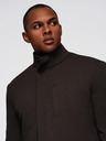Ombre Clothing Pánský štruktúrovaný kabát s vysokým golierom - tmavo hnedý V5 OM-COWC-0136 Ombre Clothing