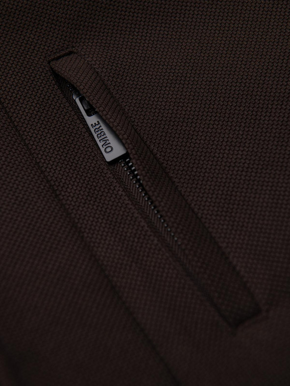 Ombre Clothing Pánský štruktúrovaný kabát s vysokým golierom - tmavo hnedý V5 OM-COWC-0136 Ombre Clothing