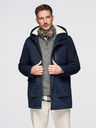 Ombre Clothing Pánska dlhá bunda parka s ovčou kožou - tmavo modrá V2 OM-JAPJ-0316 Ombre Clothing