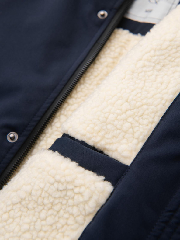 Ombre Clothing Pánska dlhá bunda parka s ovčou kožou - tmavo modrá V2 OM-JAPJ-0316 Ombre Clothing