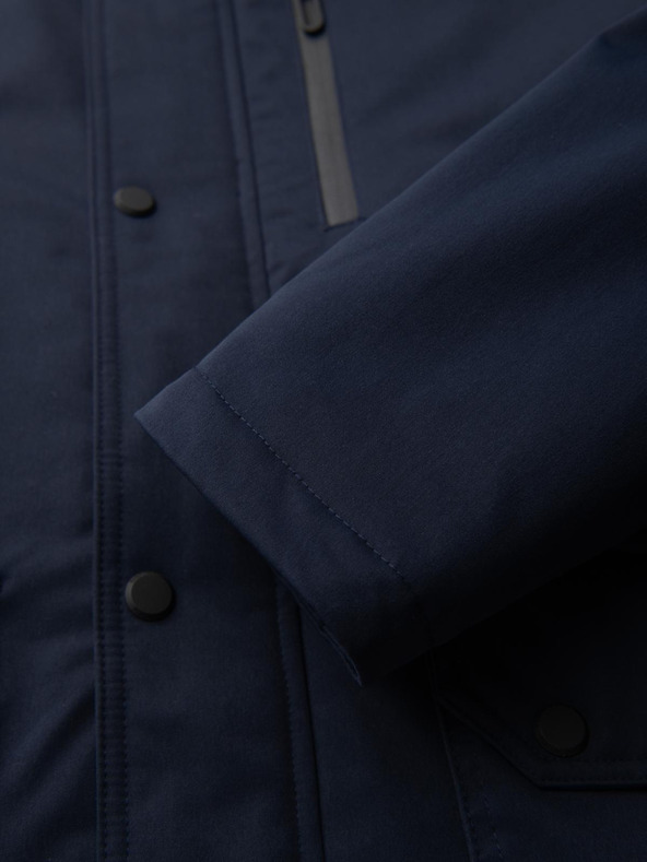 Ombre Clothing Pánska dlhá bunda parka s ovčou kožou - tmavo modrá V2 OM-JAPJ-0316 Ombre Clothing