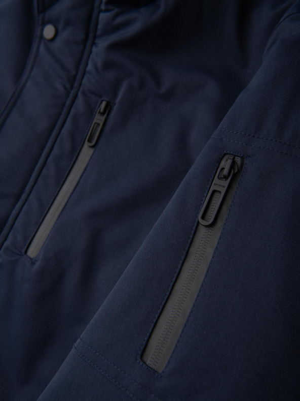 Ombre Clothing Pánska dlhá bunda parka s ovčou kožou - tmavo modrá V2 OM-JAPJ-0316 Ombre Clothing