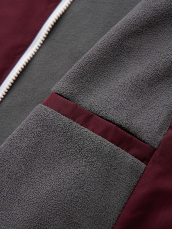 Ombre Clothing Pánska ľahká bunda regular fit s podšívkou a kapucňou - vínovo sivá V3 OM-JANP-0242 Ombre Clothing