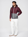 Ombre Clothing Pánska ľahká bunda regular fit s podšívkou a kapucňou - vínovo sivá V3 OM-JANP-0242 Ombre Clothing