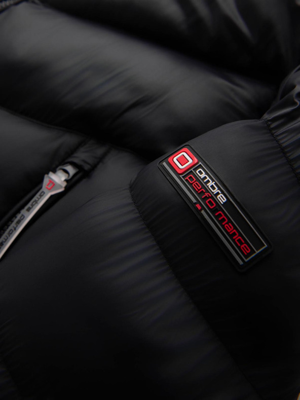 Ombre Clothing Pánska moderná prešívaná bunda z kombinovaných materiálov - čierna V1 OM-JAHP-0303 Ombre Clothing