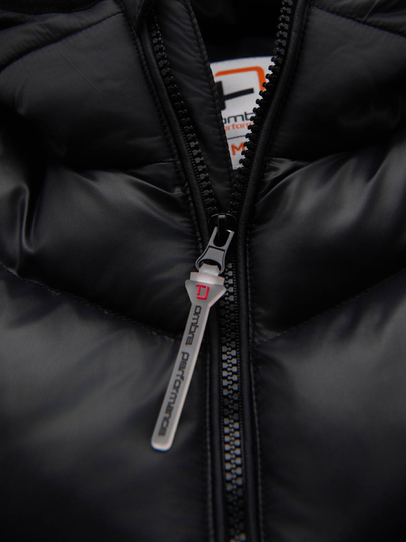 Ombre Clothing Pánska moderná prešívaná bunda z kombinovaných materiálov - čierna V1 OM-JAHP-0303 Ombre Clothing