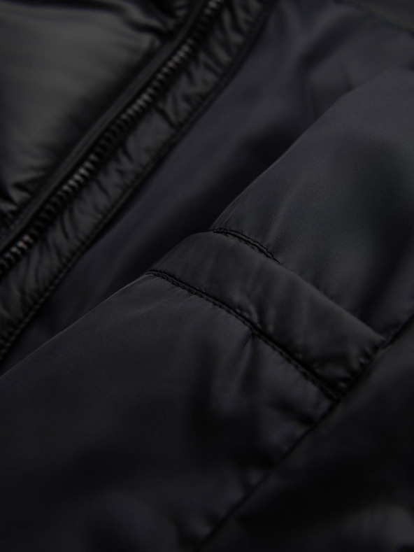 Ombre Clothing Pánska moderná prešívaná bunda z kombinovaných materiálov - čierna V1 OM-JAHP-0303 Ombre Clothing