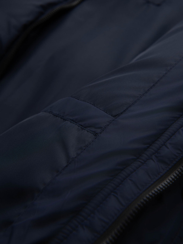 Ombre Clothing Pánska prešívaná bunda s vysokou kapucňou na zips - tmavo modrá V2 OM-JAHP-0238 Ombre Clothing