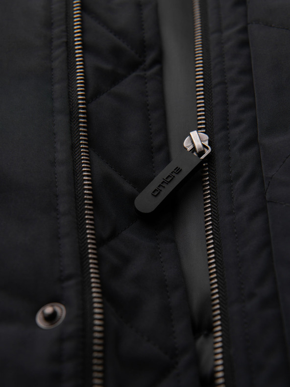 Ombre Clothing Klasická dlhá pánska bunda parka - čierna V6 OM-JAPJ-0313 Ombre Clothing