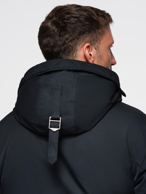 Ombre Clothing Klasická dlhá pánska bunda parka - čierna V6 OM-JAPJ-0313 Ombre Clothing