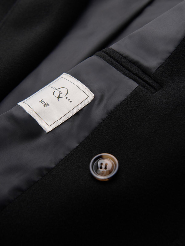 Ombre Clothing Pánský dvojradový kabát s ozdobnými gombíkmi - čierny V2 OM-COWC-0137 Ombre Clothing