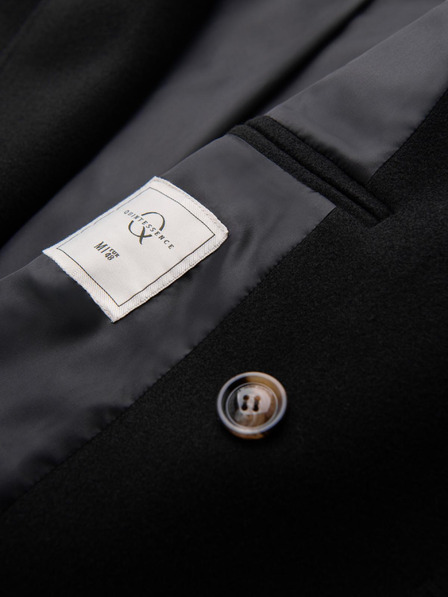 Ombre Clothing Pánský dvojradový kabát s ozdobnými gombíkmi - čierny V2 OM-COWC-0137 Ombre Clothing