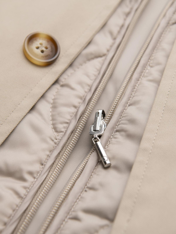 Ombre Clothing Pánsky minimalistický kabát s odpínateľnou vestou - béžový V1 OM-COLC-0139 Ombre Clothing