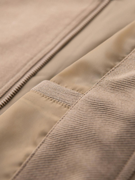 Ombre Clothing Pánska bunda bomber s raglánovými rukávmi - teplá béžová V2 OM-JANP-0159 Ombre Clothing